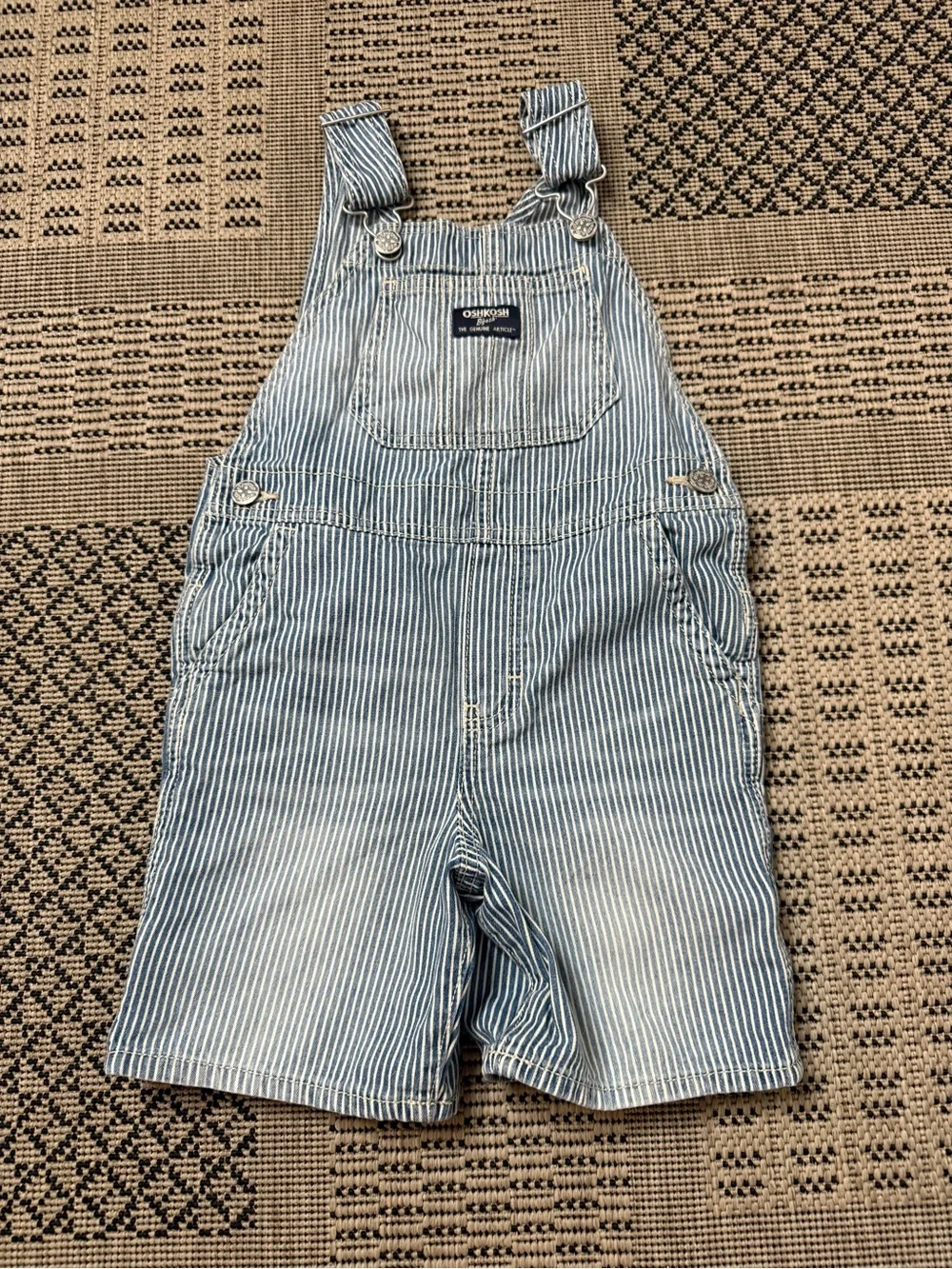 Osh Kosh B’Gosh Light Wash Denim Striped Short Overalls - Size 4T